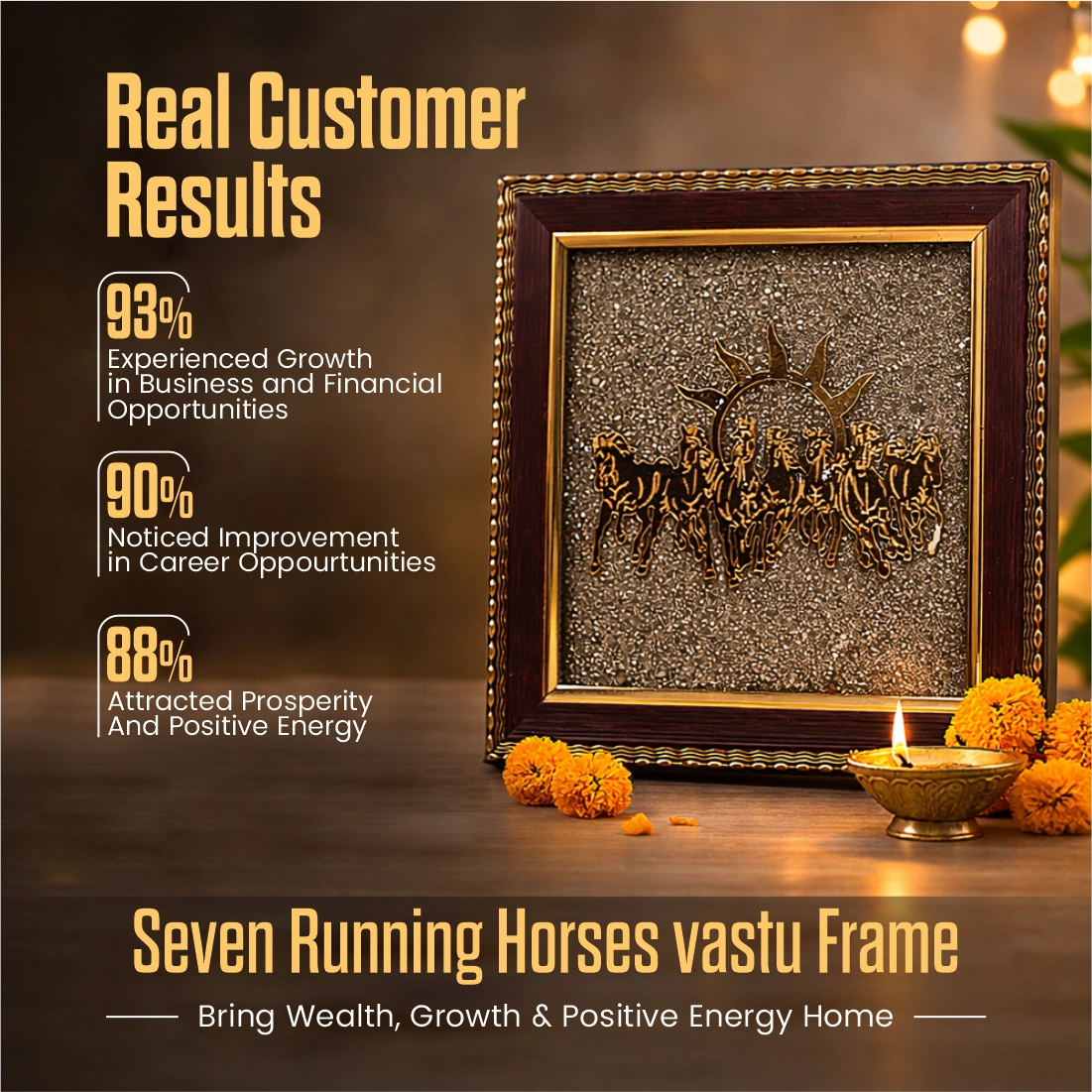 7 Horses on Raw Pyrite Frame