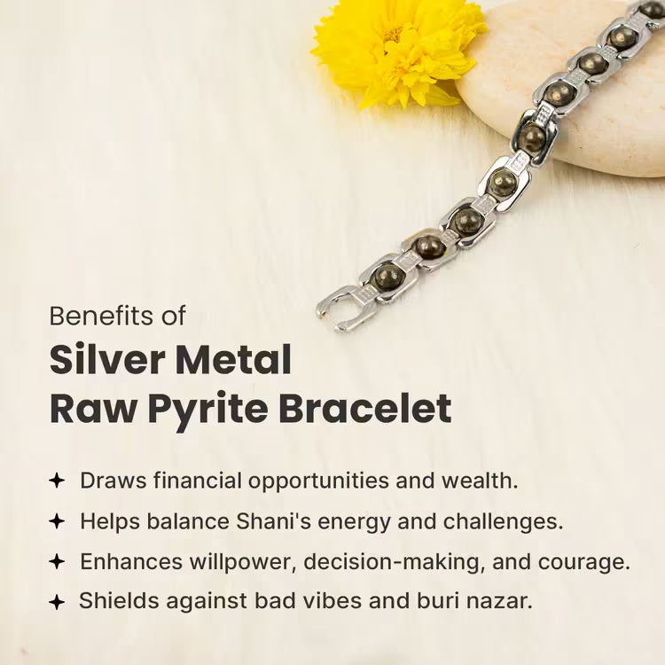 Metal Raw Pyrite Bracelet - Silver