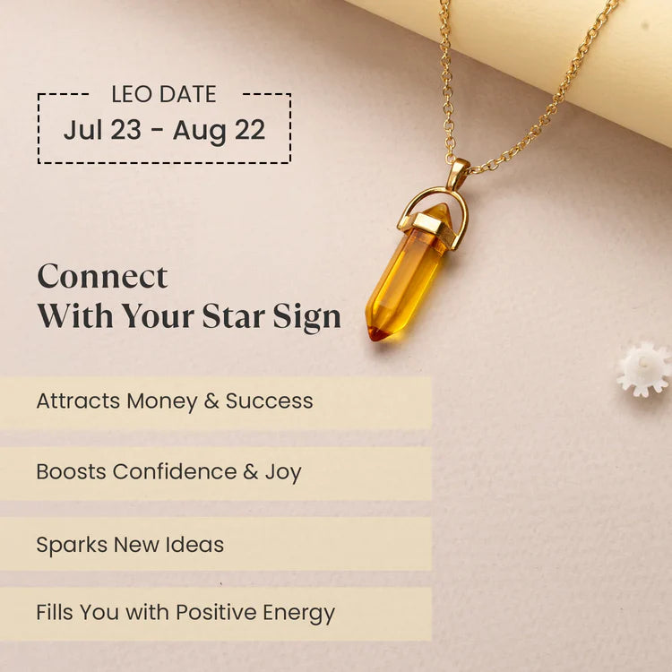 Citrine Pencil Pendant (Simha Rashi) Leo