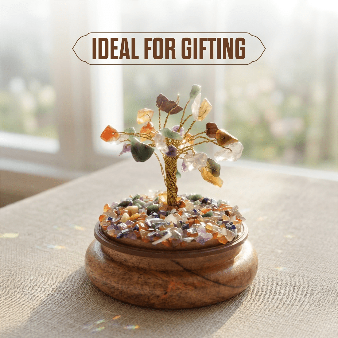 7 chakra feng shui tree with natural stones for prosperity, peace and positivity
