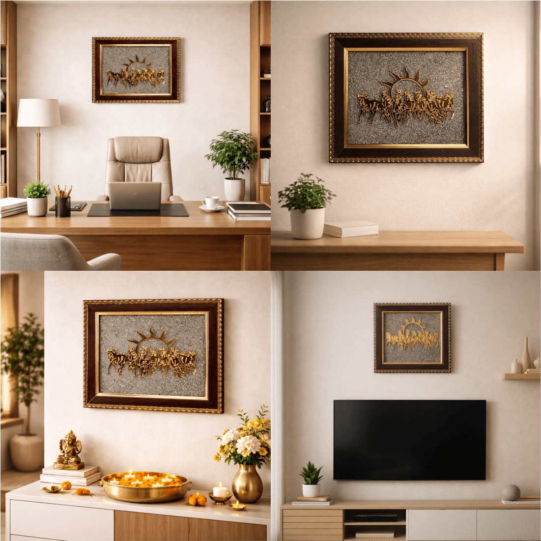 7 Horses on Raw Pyrite Frame - Astroguruji