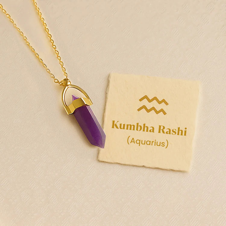 Amethyst Pencil Pendant (Kumbha Rashi) Aquarius