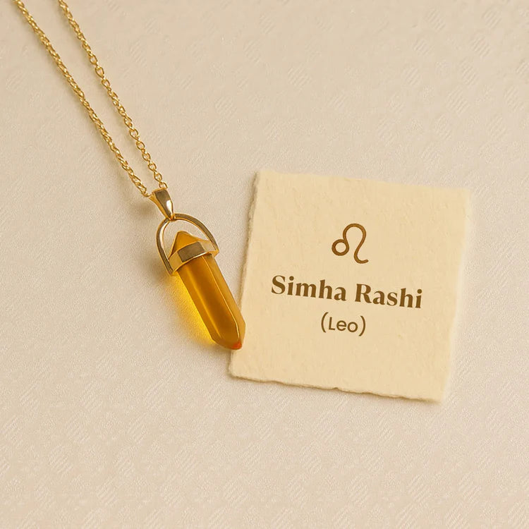 Citrine Pencil Pendant (Simha Rashi) Leo