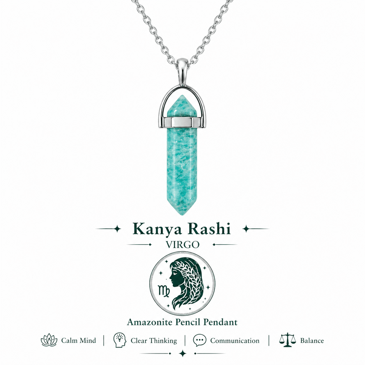 Amazonite Pencil Pendant (Kanya Rashi) Virgo - AstroGuruji