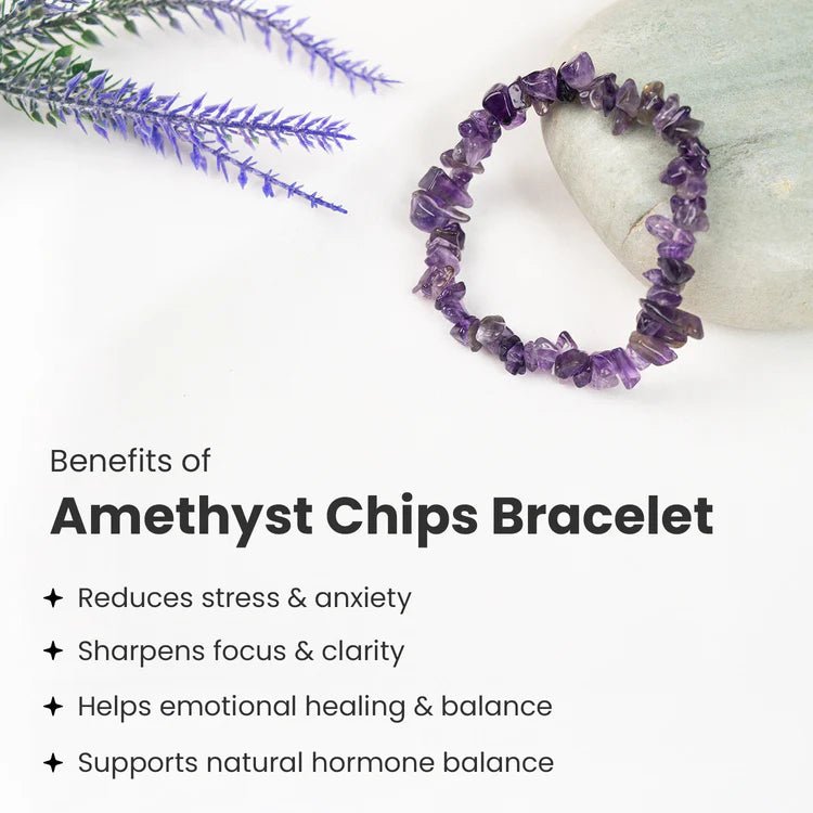 Amethyst Chips Bracelet Stretchable - Astroguruji
