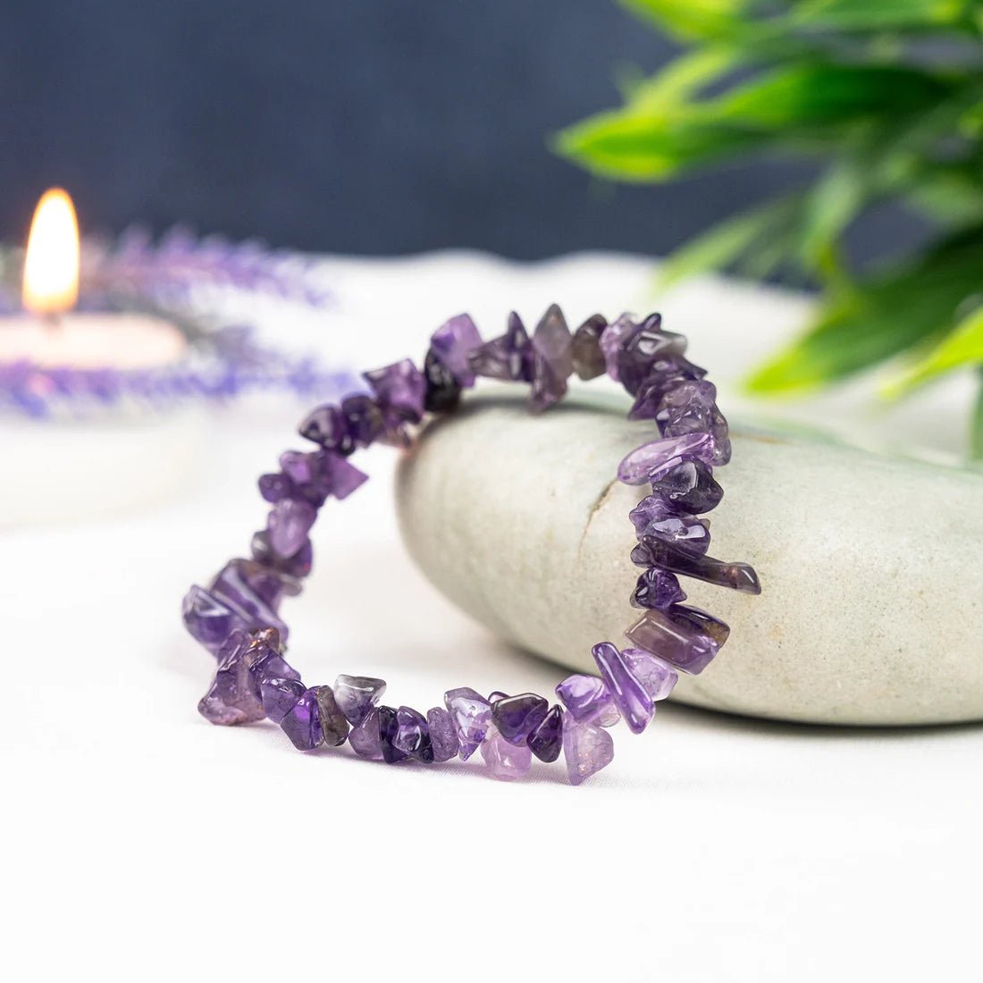 Amethyst Chips Bracelet Stretchable - Astroguruji
