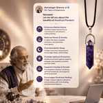 Amethyst Crystal Pencil Pendant Necklace - AstroGuruji