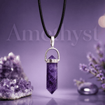 Amethyst Crystal Pencil Pendant Necklace - AstroGuruji