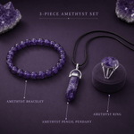 Amethyst Harmony Trio – Bracelet, Pencil Pendant & Adjustable Ring - AstroGuruji