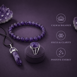Amethyst Harmony Trio – Bracelet, Pencil Pendant & Adjustable Ring - AstroGuruji