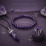 Amethyst Harmony Trio – Bracelet, Pencil Pendant & Adjustable Ring - AstroGuruji