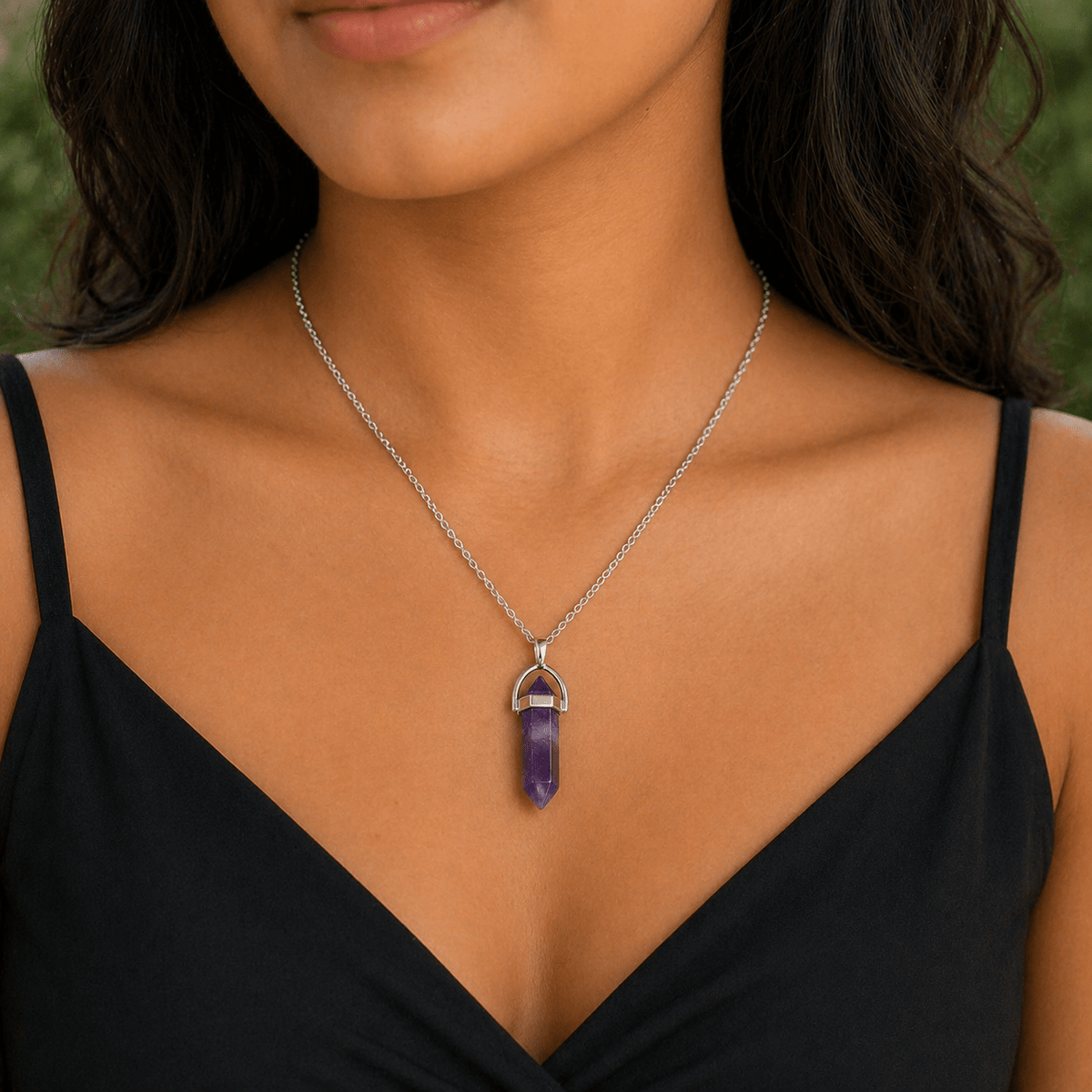 Amethyst Pencil Pendant (Kumbha Rashi) Aquarius - AstroGuruji