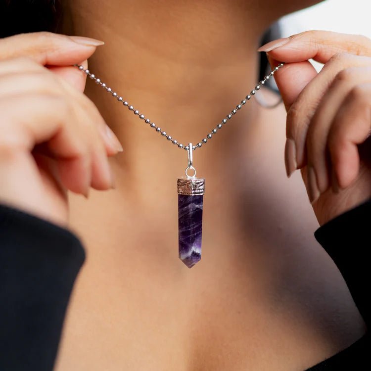 Natural Amethyst Pendant for calmness and protection - AstroGuruji