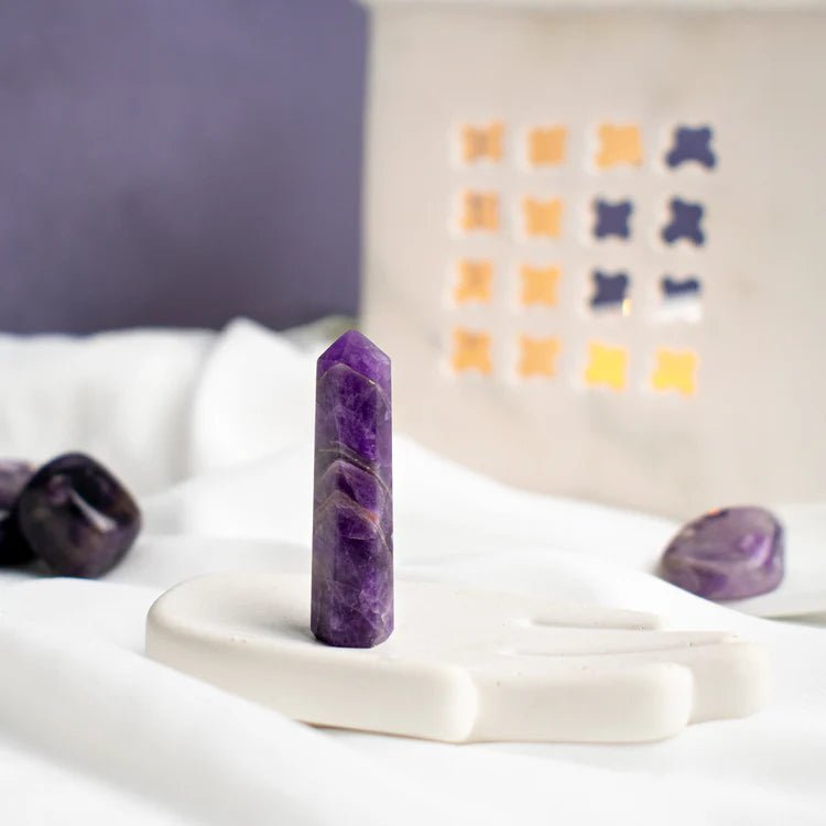 Amethyst Tower for Focus and Stress Relief - AstroGuruji