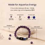 Aquarius (कुंभ राशि) Zodiac Amethyst & Lapis Lazuli Bracelet - AstroGuruji