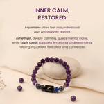 Aquarius (कुंभ राशि) Zodiac Amethyst & Lapis Lazuli Bracelet - AstroGuruji