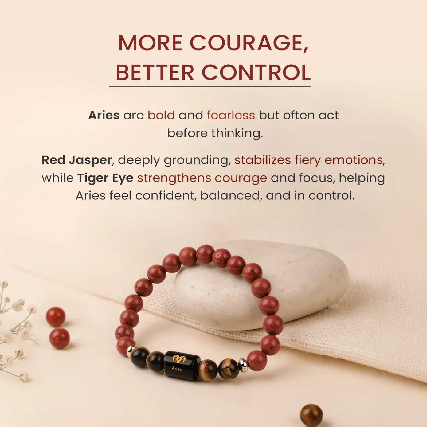 Aries (मेष राशि) Zodiac Red Jasper & Tiger Eye Bracelet - AstroGuruji