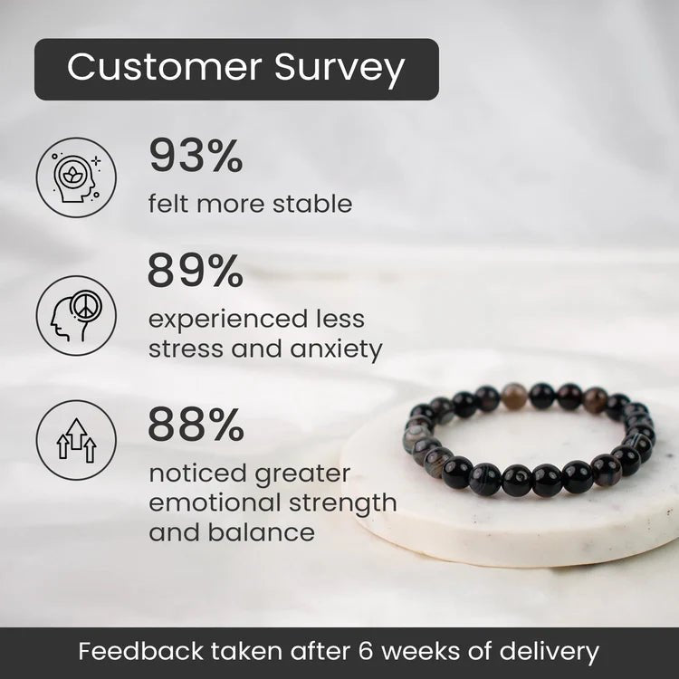 Black Agate Crystal Bracelet for Calm Mind and Focus - AstroGuruji