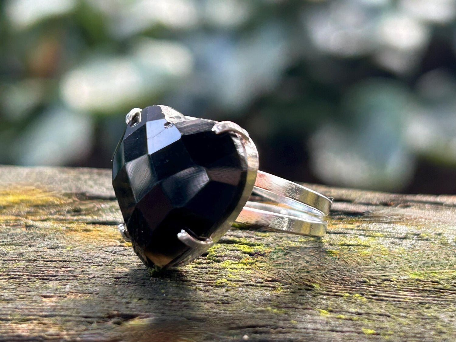 Black Obsidian Heart Ring for Protection and Love - AstroGuruji