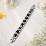 Black obsidian metal bracelet for protection and grounding - AstroGuruji