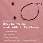 Black Tourmaline Anklet with Evil Eye Charm - Astroguruji