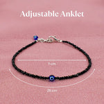 Black Tourmaline Anklet with Evil Eye Charm - Astroguruji