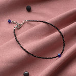 Black Tourmaline Anklet with Evil Eye Charm - Astroguruji