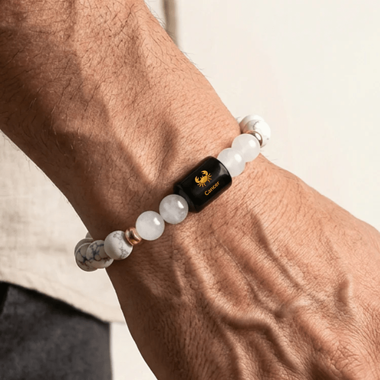Cancer (कर्क राशि) Zodiac Howlite & Milky Quartz Bracelet - AstroGuruji