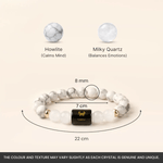 Cancer (कर्क राशि) Zodiac Howlite & Milky Quartz Bracelet - AstroGuruji