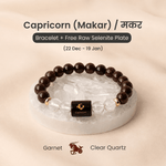 Capricorn (मकर राशि) Zodiac Garnet & Milky Quartz Bracelet - AstroGuruji