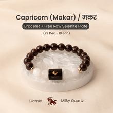 Capricorn (मकर राशि) Zodiac Garnet & Milky Quartz Bracelet - AstroGuruji