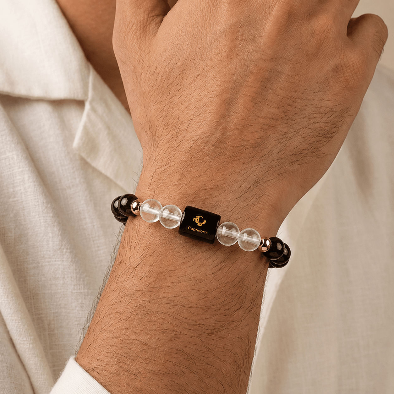 Capricorn (मकर राशि) Zodiac Garnet & Milky Quartz Bracelet - AstroGuruji