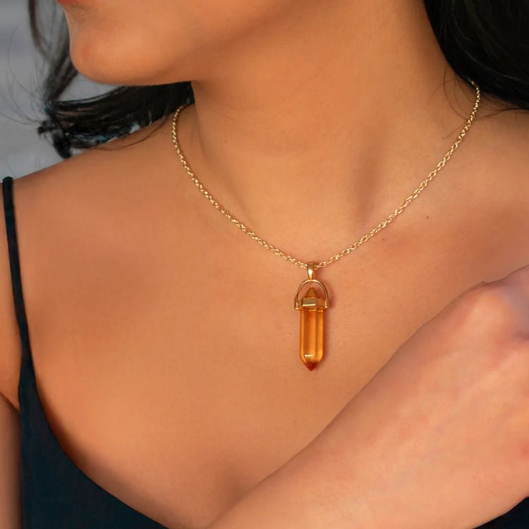Citrine Pencil Pendant (Simha Rashi) Leo - Astroguruji