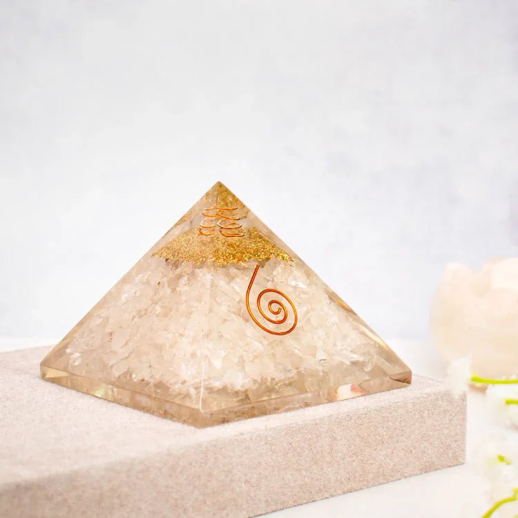Clear Quartz Orgonite Pyramid for Energy and Manifestation - AstroGuruji
