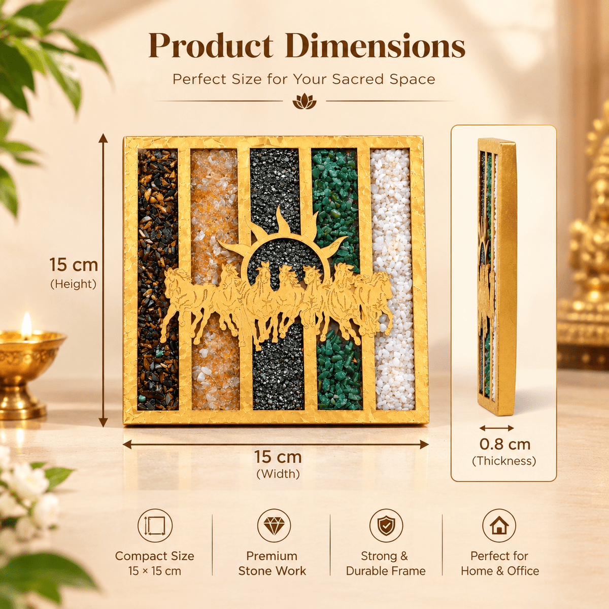Dhanyog 7 Horse Frame – Premium Golden Vastu Wall Decor for Wealth, Success & Positive Energy - AstroGuruji