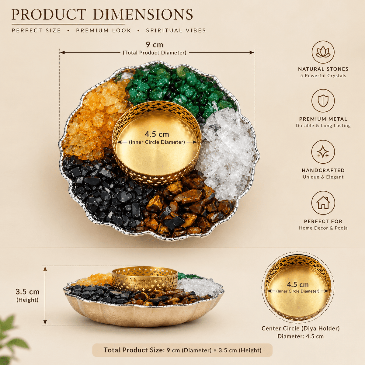 Dhanyog Divo – 5 Natural Crystal Stone Diya Holder for Pooja, Home Decor & Gifting - AstroGuruji