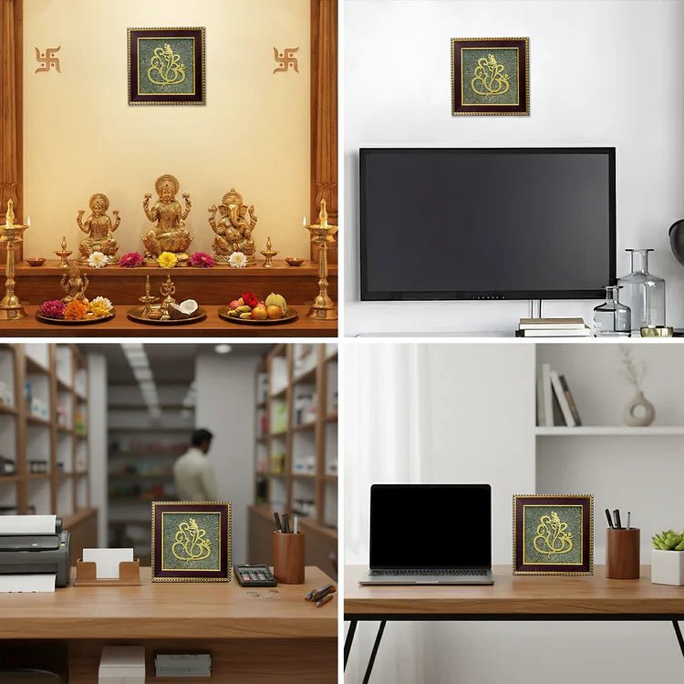 Ganesh Ji on raw pyrite frame for wealth and success - AstroGuruji