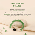 Gemini (मिथुन राशि) Zodiac Green Aventurine & Milky Quartz Bracelet - AstroGuruji