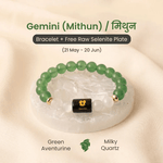 Gemini (मिथुन राशि) Zodiac Green Aventurine & Milky Quartz Bracelet - AstroGuruji