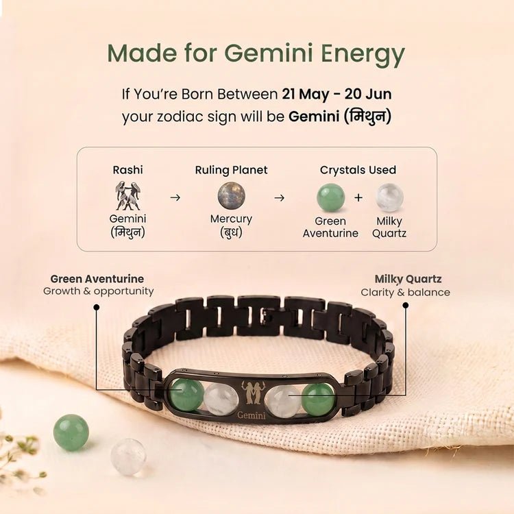 Gemini Zodiac Metal Bracelet - AstroGuruji