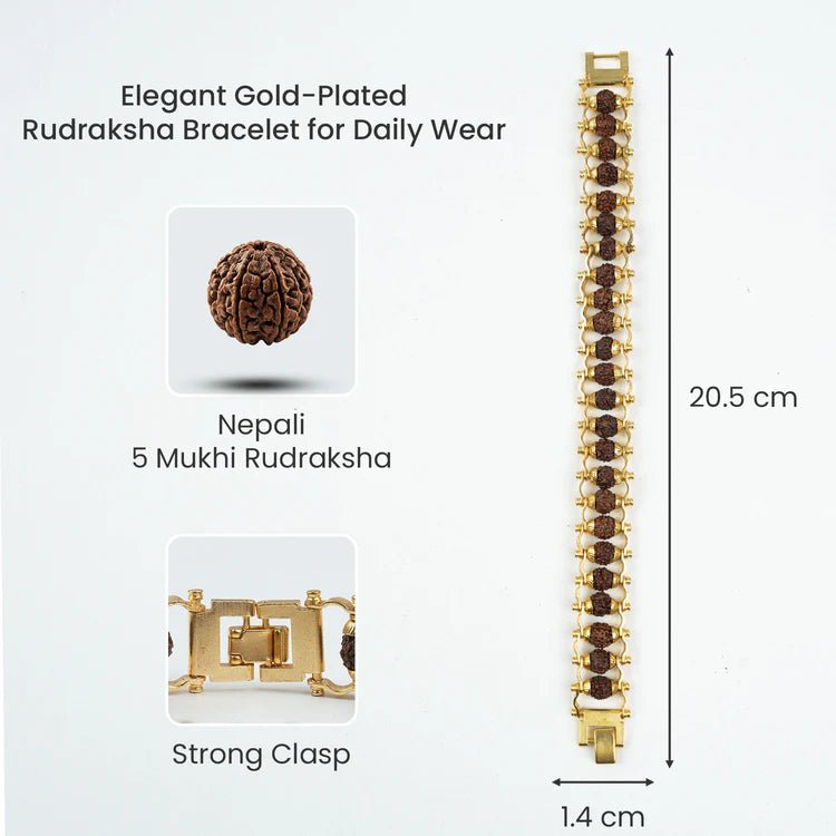 Gold Plated Rudraksha Bracelet - Astroguruji