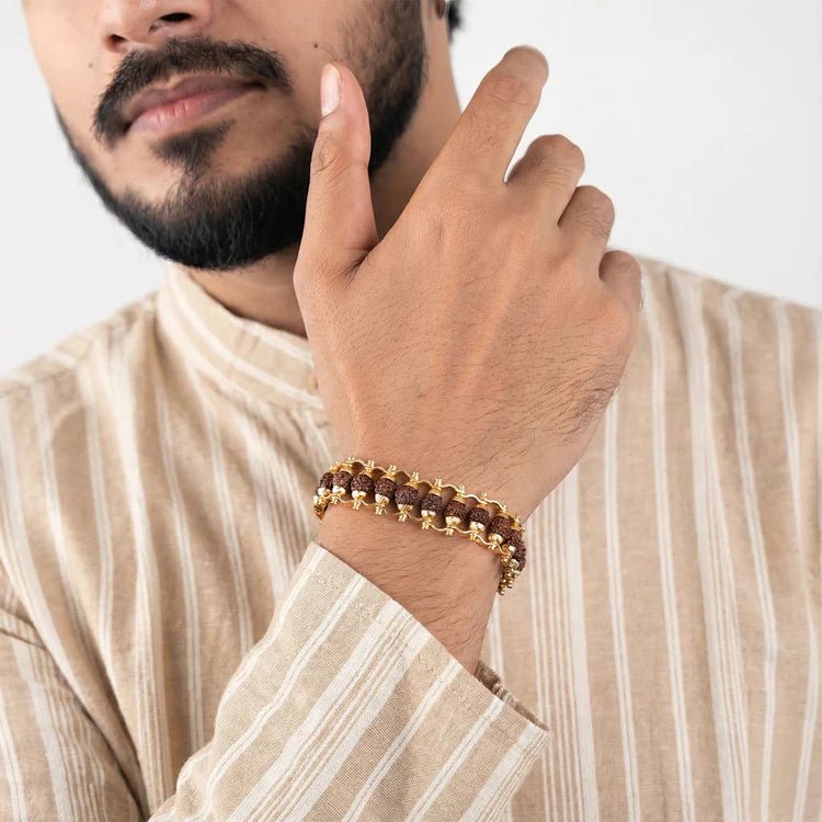 Gold Plated Rudraksha Bracelet - Astroguruji