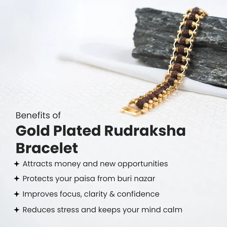 Gold Plated Rudraksha Bracelet - Astroguruji
