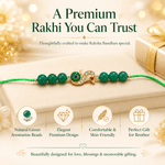 Green Aventurine Peacock Rakhi with Crystal Stones - AstroGuruji