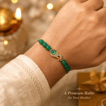 Green Aventurine Peacock Rakhi with Crystal Stones - AstroGuruji