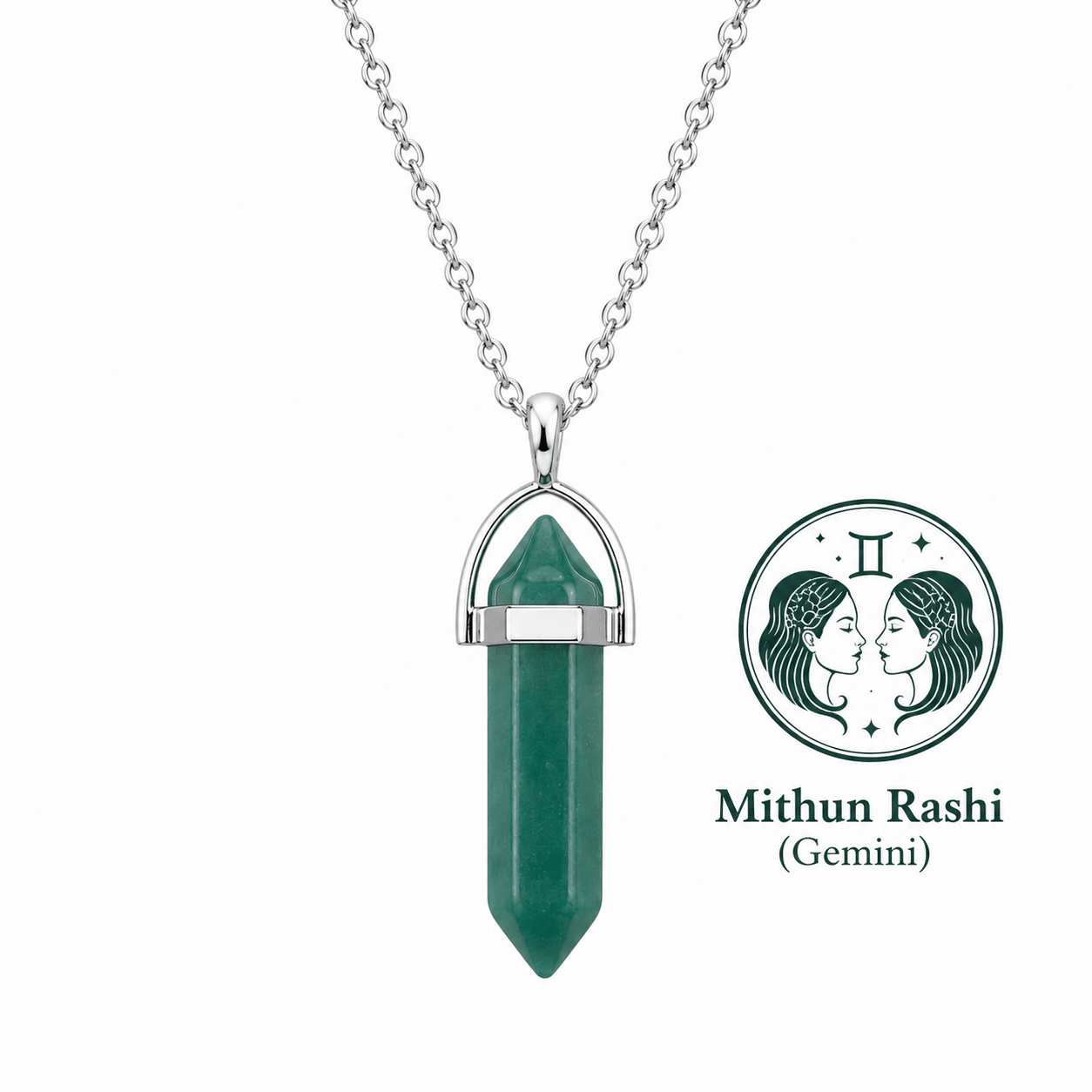 Green Aventurine Pencil Pendant (Mithuna Rashi – Gemini) - AstroGuruji
