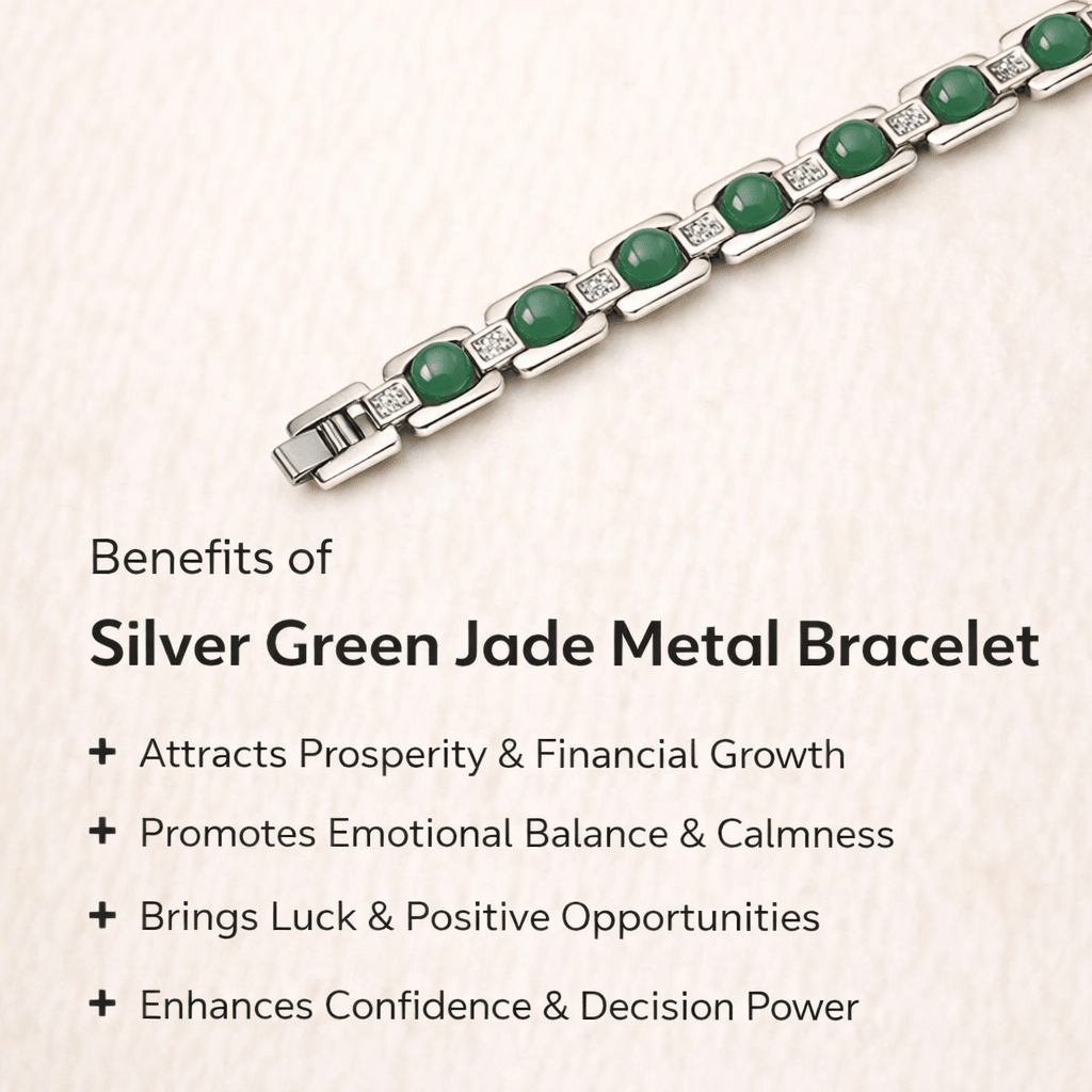 Green Jade Metal Bracelet - Astroguruji