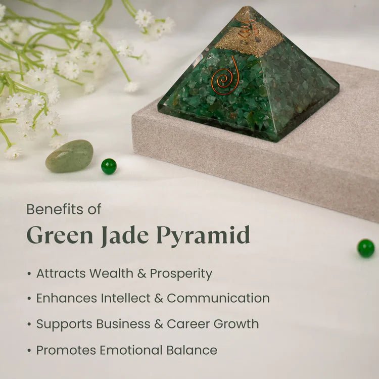 Natural Green Jade Pyramid for prosperity and positive energy - AstroGuruji