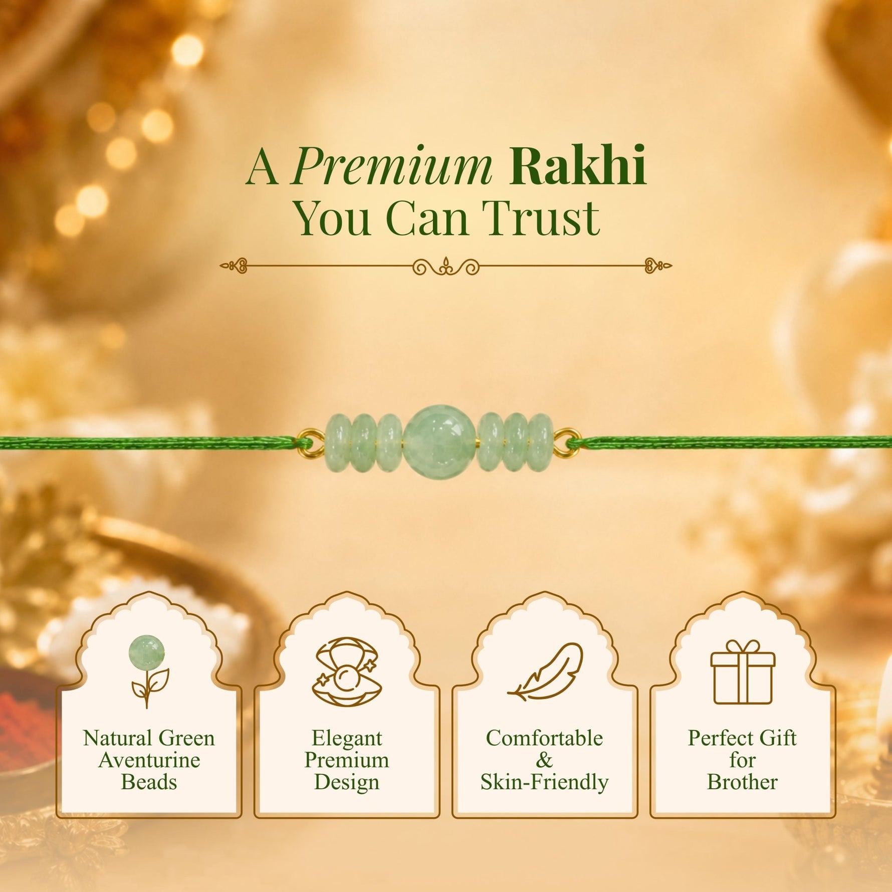 green jade Rakhi - AstroGuruji