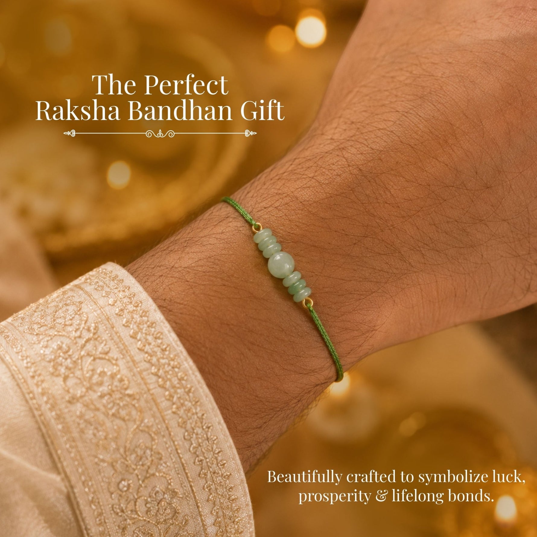 green jade Rakhi - AstroGuruji
